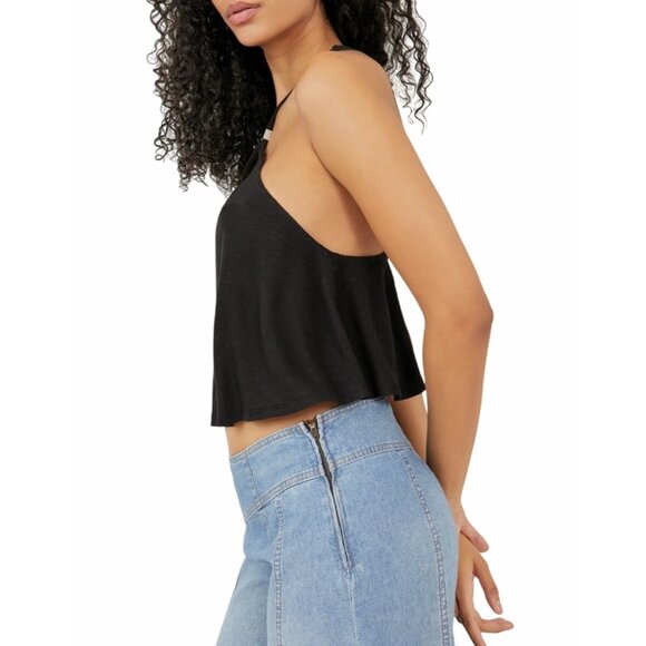 Free People Black Long Weekend Knit Halter Tank - Picture 3 of 11